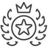 an icon of a medel with a star on it and crown and olive wreath above and around it